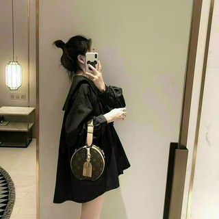 Áo sơ mi form rộng trắng, kẻ, đen