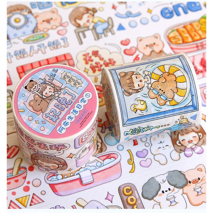 Cuộn washitape họa tiết Telado dễ thương, Chiết chu kỳ DoDoJam xinh xắn, sticker dán trang trí sổ tay