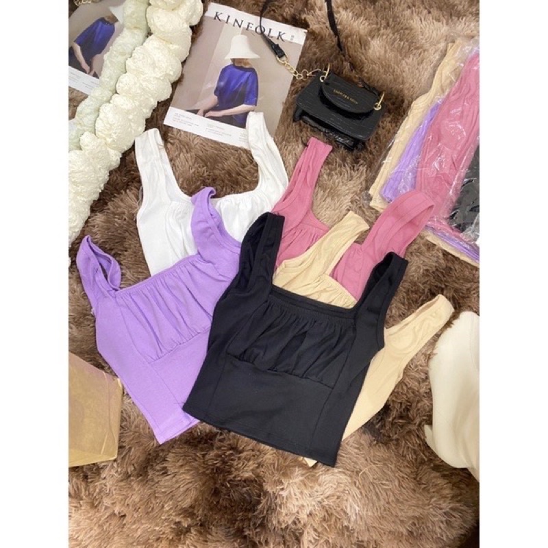 Áo 2 dây bản to nhún ngực thun borip - alohashop91