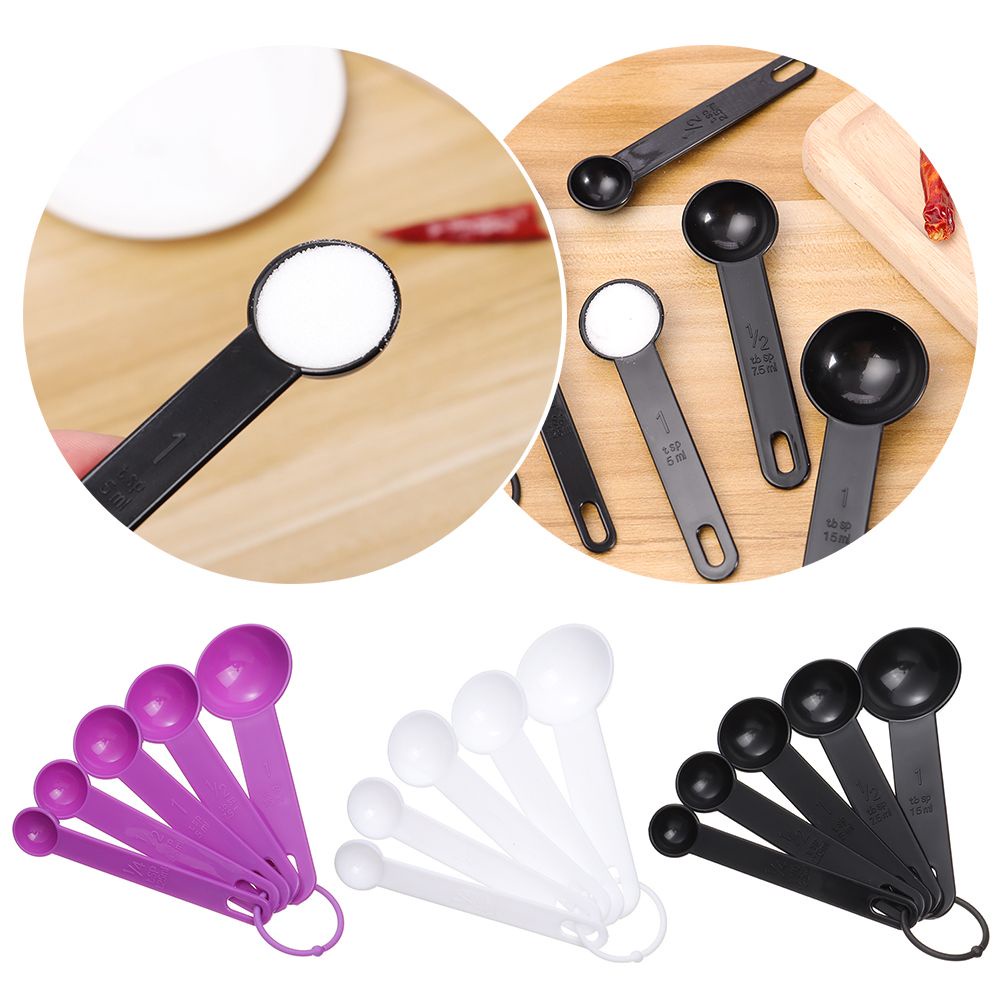 Set 5 Muỗng Đo Lường Bằng Nhựa Đa Năng Có Tay Cầm Tiện Dụng Cho Nhà Bếp