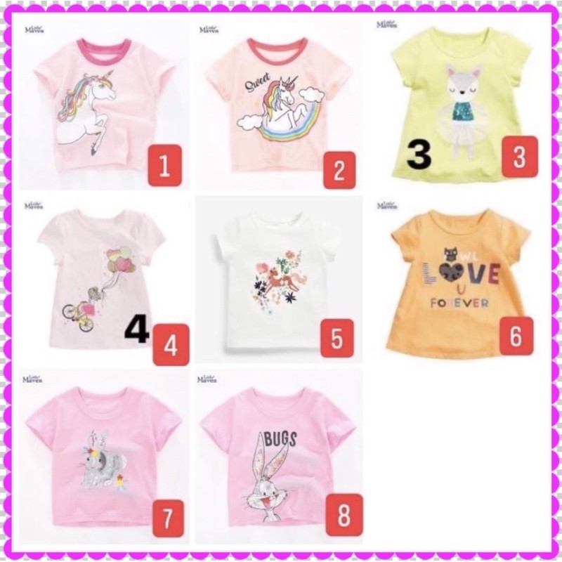 Áo thun cọc tay Little maven 100% cotton bé gái 1.5-8 tuổi