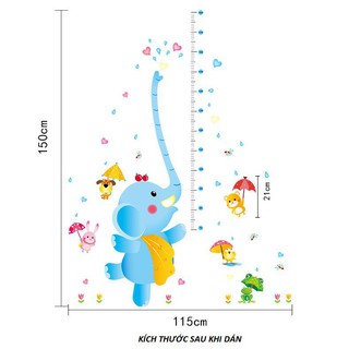 Decal dán tường Thước đo voi phun nước 2 - DTD019