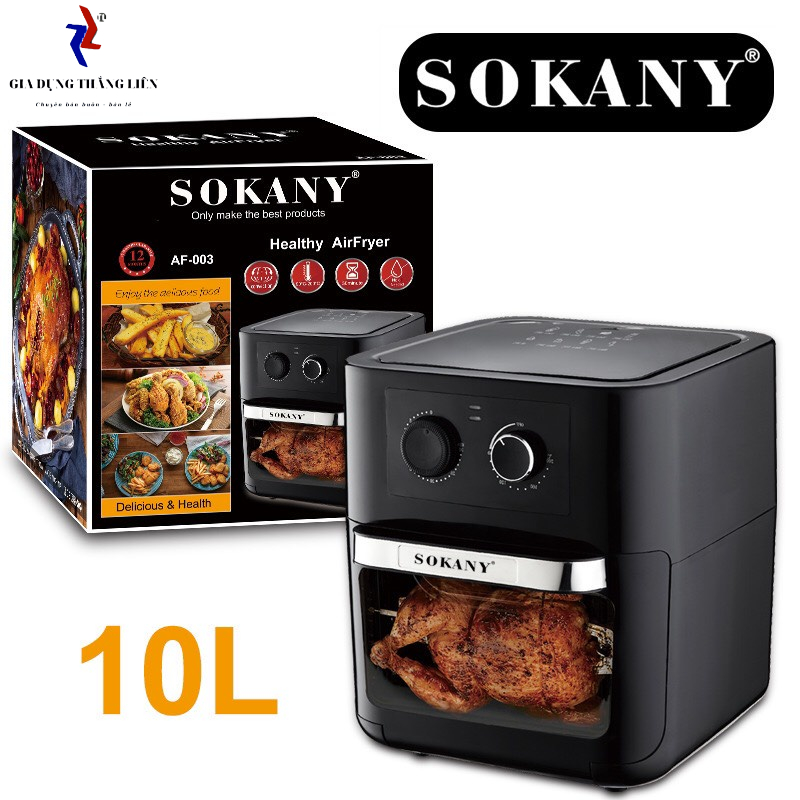 Nồi Chiên Không Dầu Sokany 10L Công Suất Lớn 1700W Với Công Nghệ Nướng Chân Không Bảo Hành 12 Tháng Hàng Chính Hãng