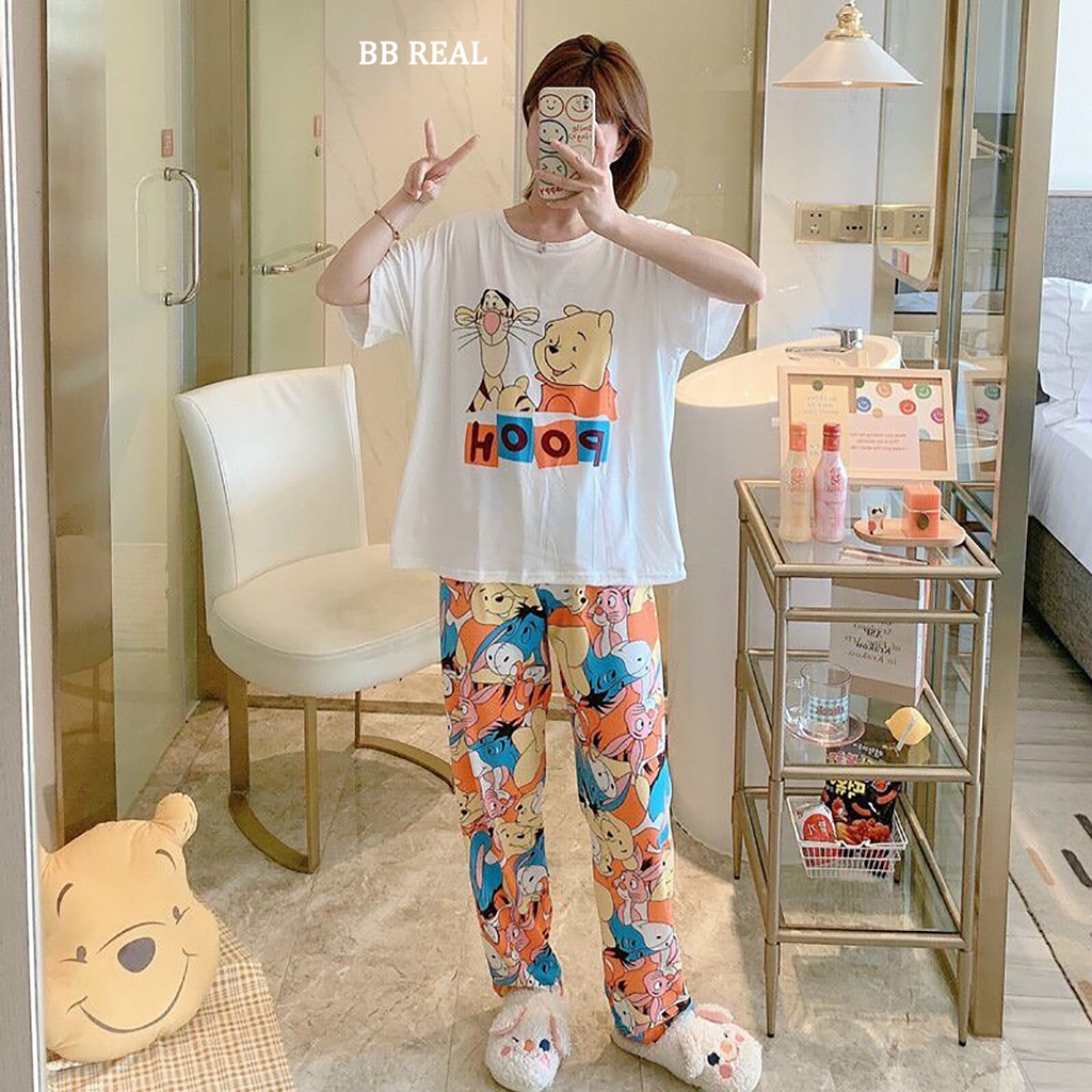 Đồ Bộ Mặc ở Nhà Bộ Đồ Ngủ Nữ Quần Dài Pijama Thun Lạnh Đẹp [CODE 33-36] Freesize Từ 45-60Kg - BB REAL | BigBuy360 - bigbuy360.vn