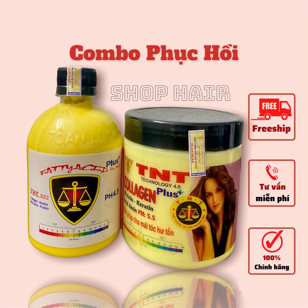 Combo phục hồi tóc Collagen TNT và Axit béo Plus giúp phục hồi tóc hư tổn nhanh và hiệu quả