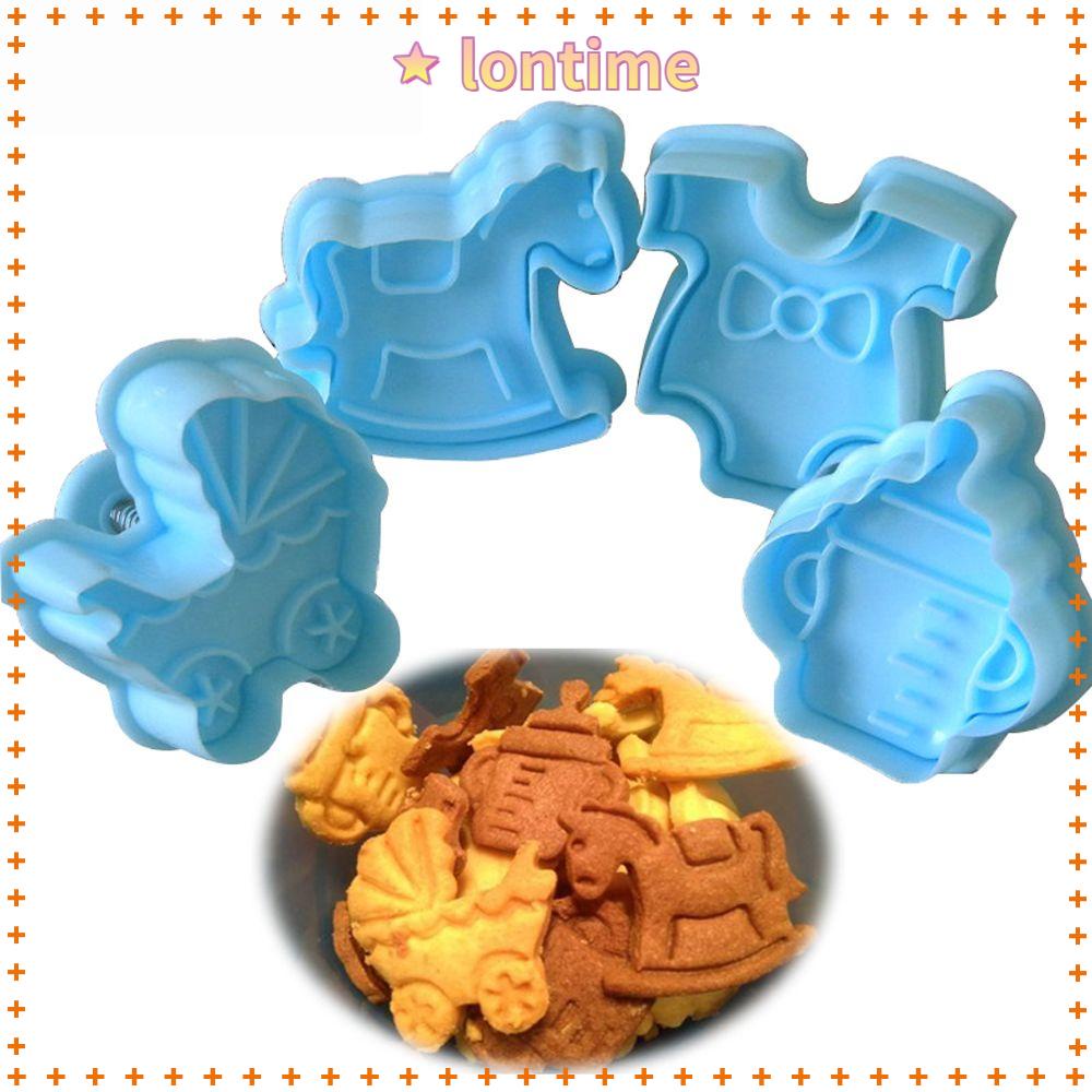 4Pcs Baking Tool Plunger Pastry Mould Fondant Cookie Cutter Baby Biscuit Mold