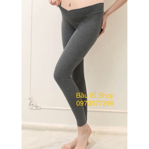 Quần legging bầu cạp chéo dài/ngố