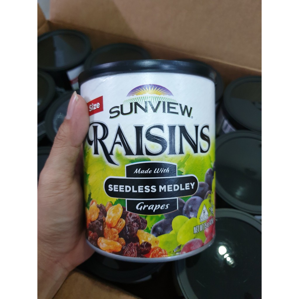 thùng 12 hủ Nho Khô hỗn hợp Sunview Raisins hộp 425g từ Mỹ