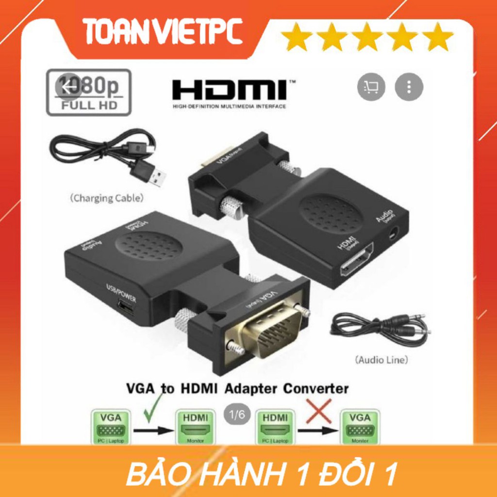Đầu chuyển đổi VGA sang HDMI có Audio giá rẻ