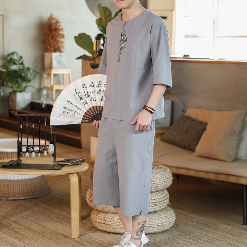 Bộ lửng nam họa tiết chất đũi, Thiết kế đẹp, Phom dáng chuẩn, Nhẹ nhàng, Thoải mái, Thấm hút mồ hôi...
