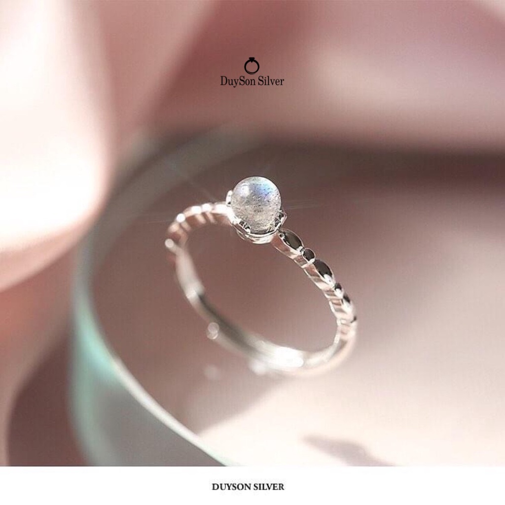 Nhẫn bạc nữ đính đá Moonstone hợp phong thủy không kị mệnh, Nhẫn bạc 925 chỉnh size dễ dàng DUYSON SILVER [NFXK19]