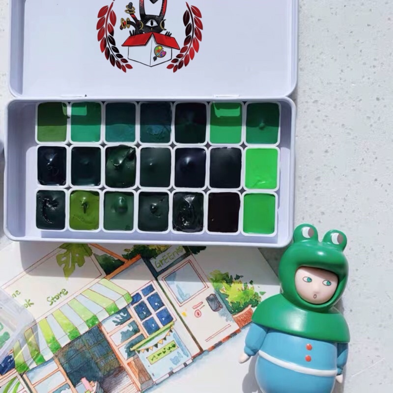 Set màu nước tone xanh lá