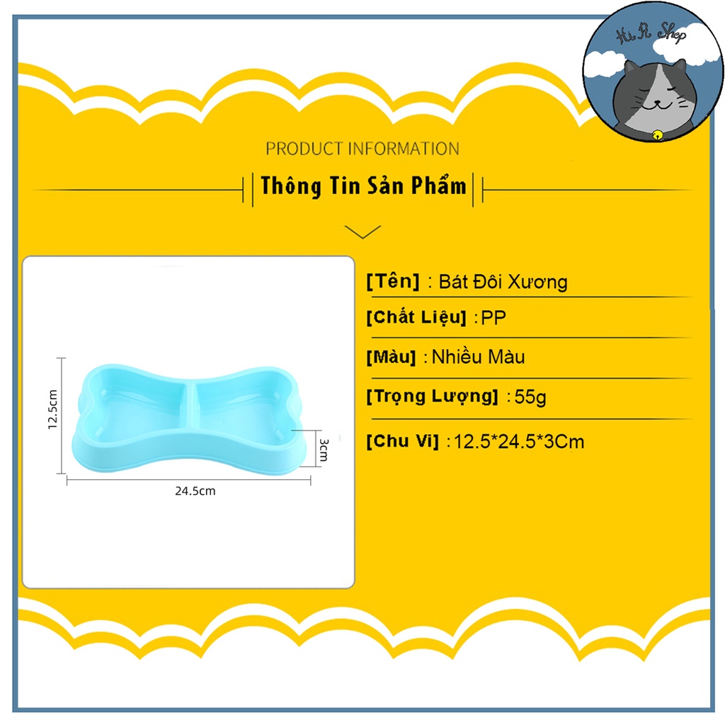 Bát Đôi Hình Xương Dành Cho Chó Mèo Chất Liệu PP Dành Cho Thú Cưng