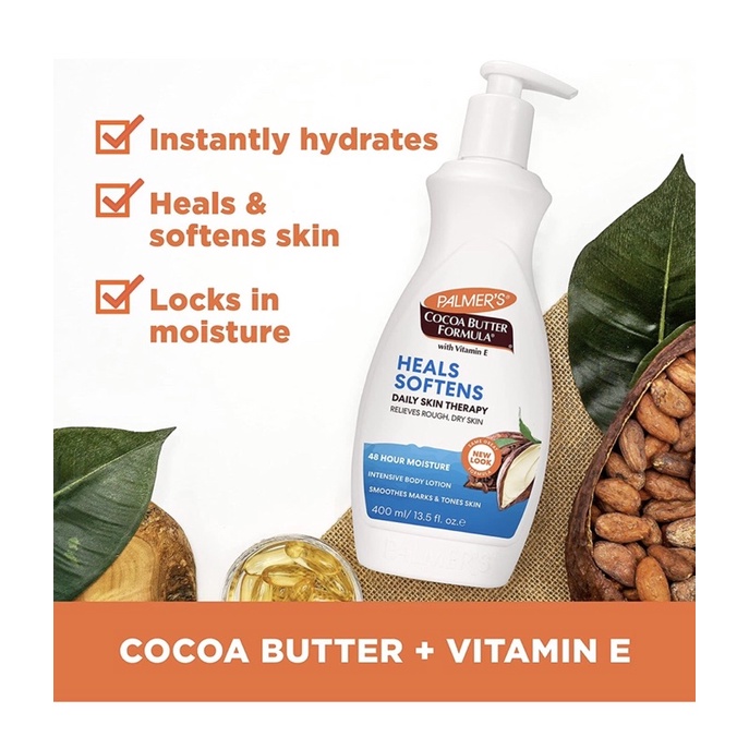 [🇺🇸Bill Mỹ] Sữa dưỡng thể mềm mịn cho da khô Bơ Cacao Palmer's Heals Soften Daily Skin Therapy 400ml của Mỹ