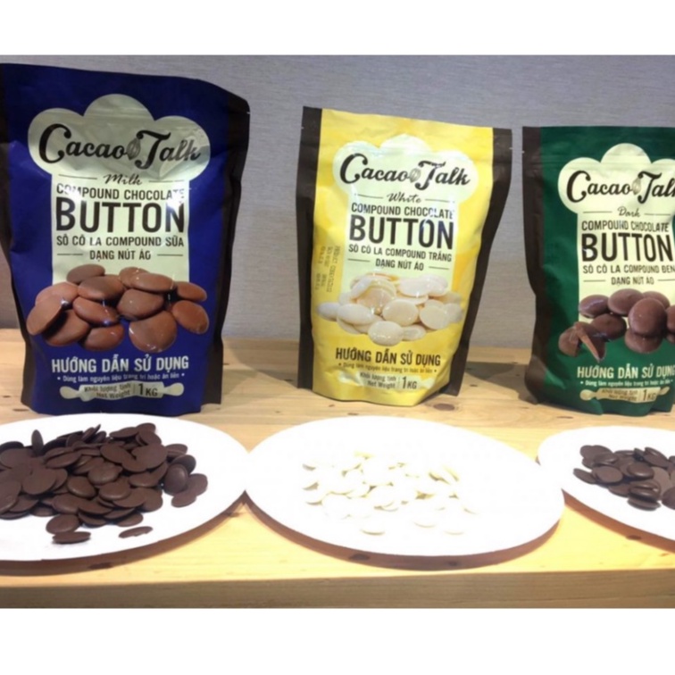 Sô Cô La Compound Trắng Dạng Nút Áo Cacao Talk 1kg Dùng Làm  Bánh, Pha Chế, Sử Dụng Trực Tiếp