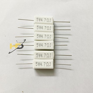 Túi 10 con trở sứ 4.7r 5w 5%, điện trở cắm 5w 5% dáng nằm