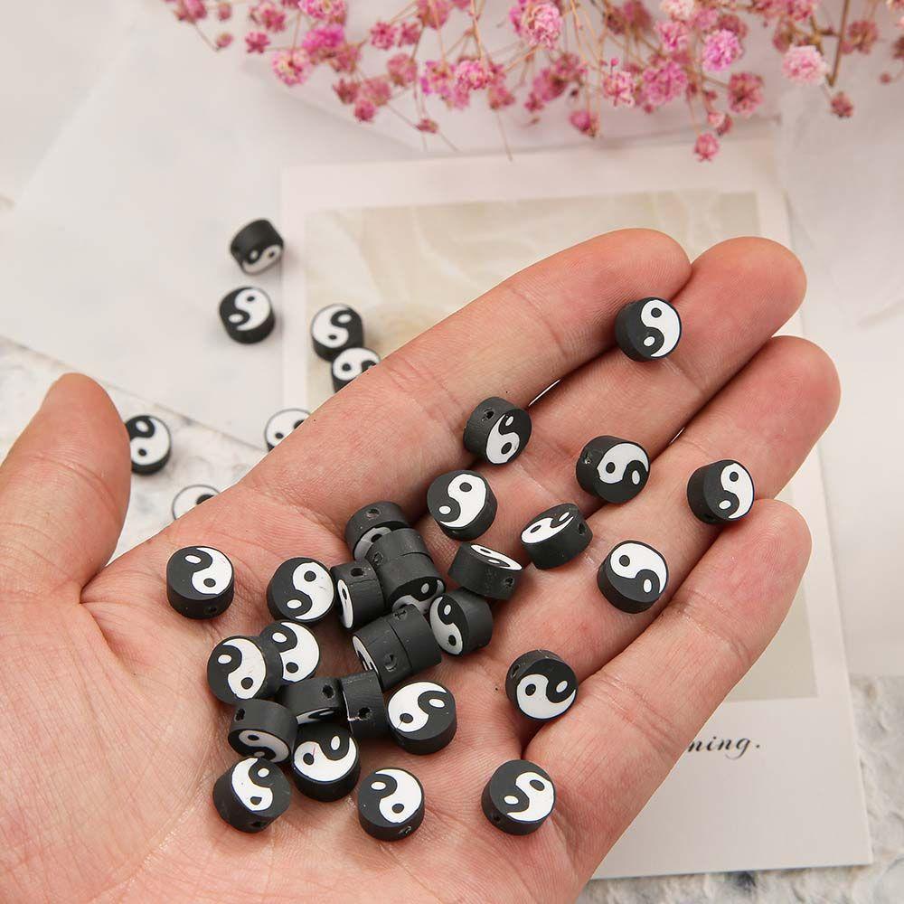 QQMALL Chuỗi Hạt 10mm Màu Trắng Đen Làm Vòng Tay / Vòng cổ / Bông Tai Mềm Mại