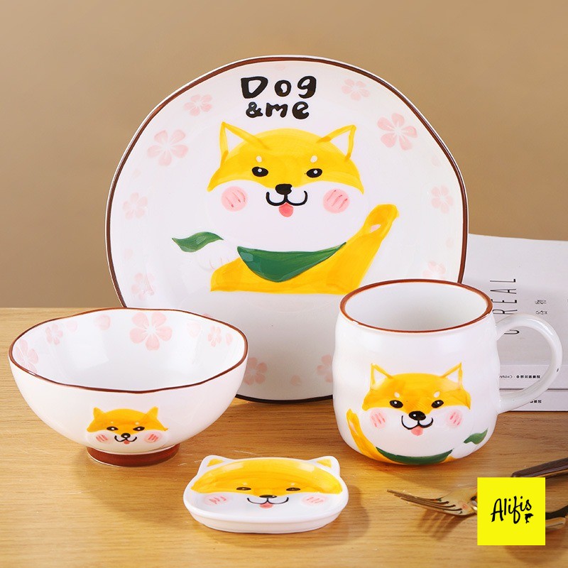 Bộ bát đĩa, bát đĩa sứ họa tiết Shiba và mèo đáng yêu – Phụ kiện bàn ăn và decor (Bán lẻ theo món)
