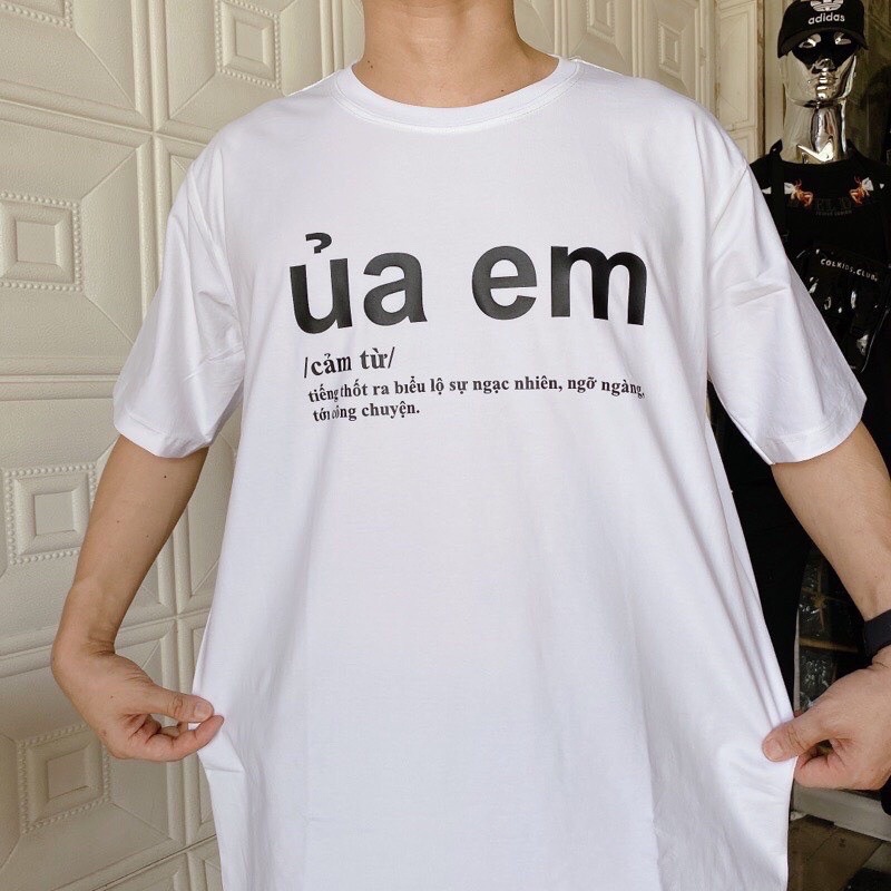 Áo đôi, áo thun cặp nam nữ tay lỡ Unisex Ủa Em form rộng vải cotton Hot Trend 2022