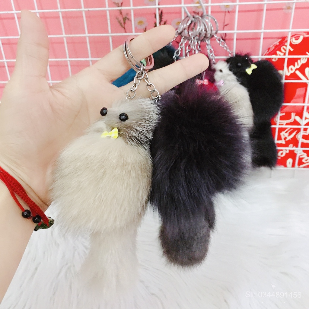 Móc Khóa Lông Mềm Mượt Hình Thú Dễ Thương Xinh Xắn - Móc Khóa Chồn Đuôi Dài 2022