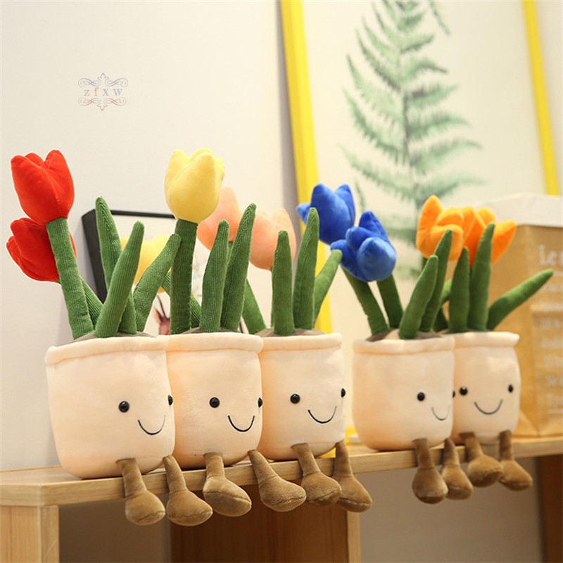 VN Chậu Hoa Tulip Nhồi Bông Trang Trí Phòng Cho Bé