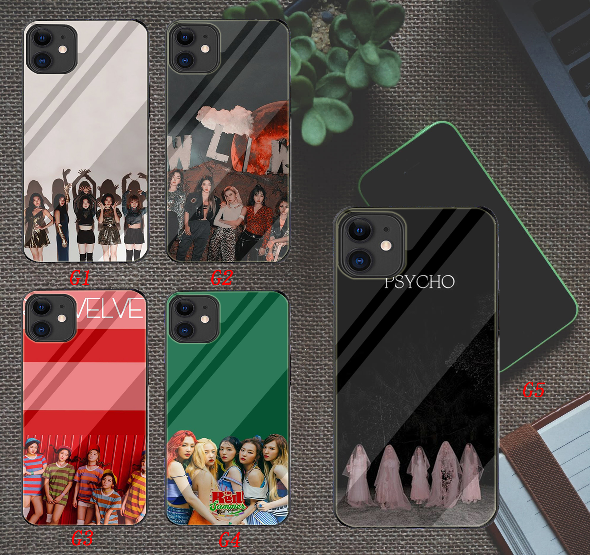 Ốp Điện Thoại Mặt Kính In Hình Red Velvet 3 Cho Iphone 6 Phone Case Iphone 5 5s 6s 7 8 Xr Xs Plus Max