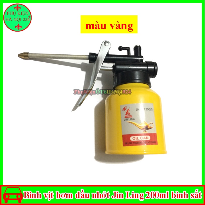 Bình vịt bơm dầu, bình bơm dầu nhớt Jin Ling 200ml bình sắt màu vàng