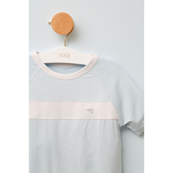 Bộ Quần Áo Lửng Bé Trai Nous Màu Xanh Nhạt Ghi Chất Liệu Nu Doux Mềm Nhẹ (Size Từ 2-3 Tuổi Đến 5-6 Tuổi)