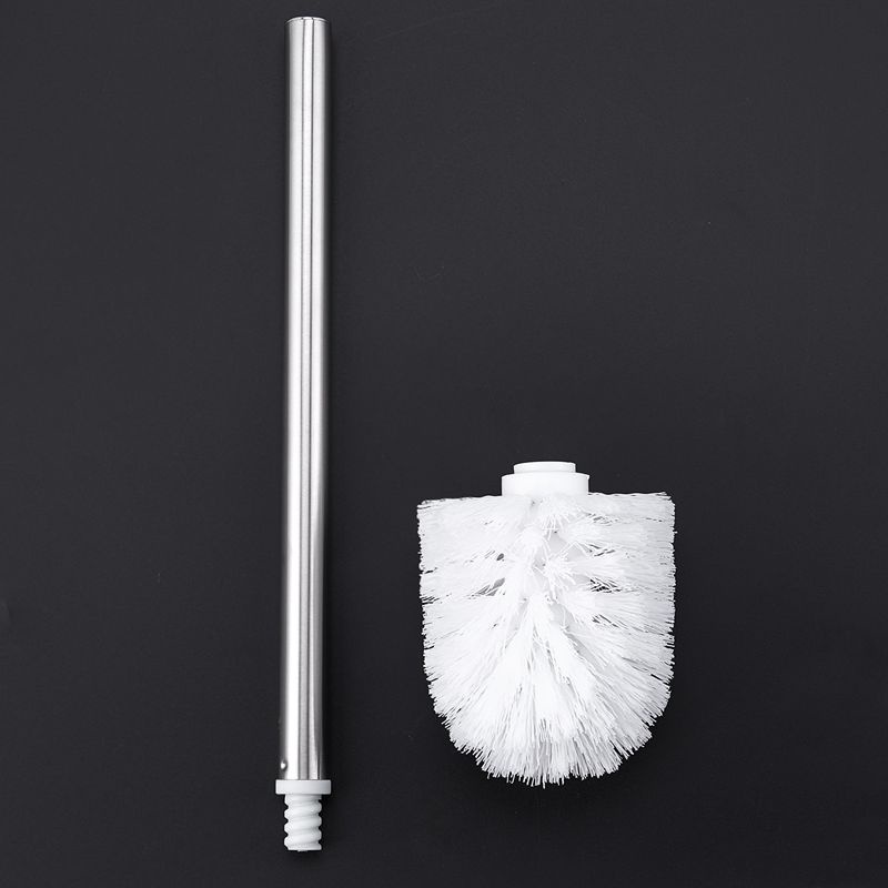 Bàn chải chà bồn cầu bằng thép không gỉ màu trắng 8*35cm