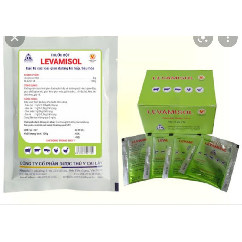 Levamisol combo 4 gói* 5 gram trộn thức ăn cho vật nuôi hsd 04/06/2023