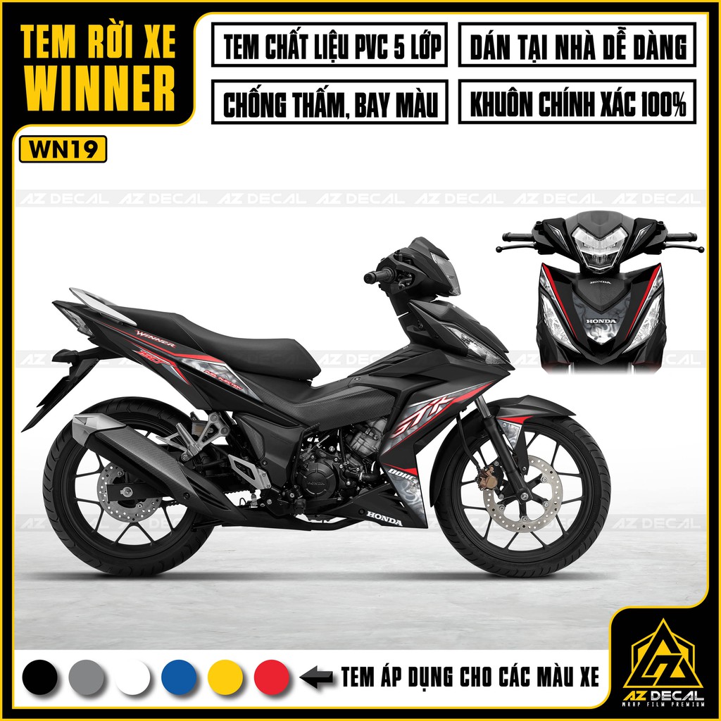 Tem Xe Winner 150 Mẫu GTR Vân Khói |WN19| Tem Rời Xe Máy Chống Nước, Chống Bay Màu