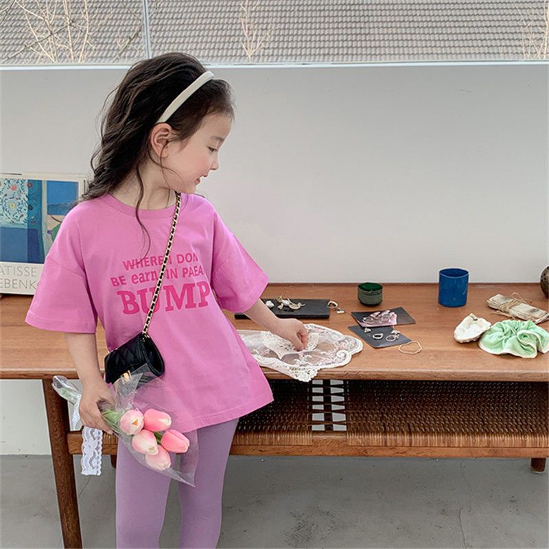 Áo Thun Tay Ngắn Cổ Tròn Phong Cách Hàn Quốc Thời Trang Cho Bé Gái