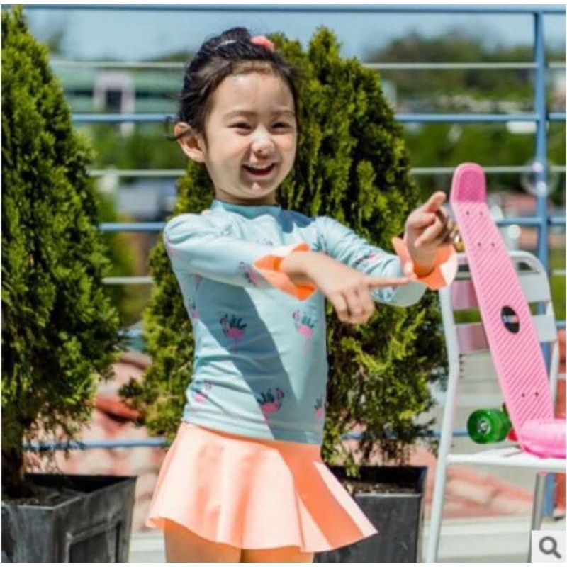 (có sẵn) Bộ bơi bé gái hình hồng hạc, set đồ bơi bé gái