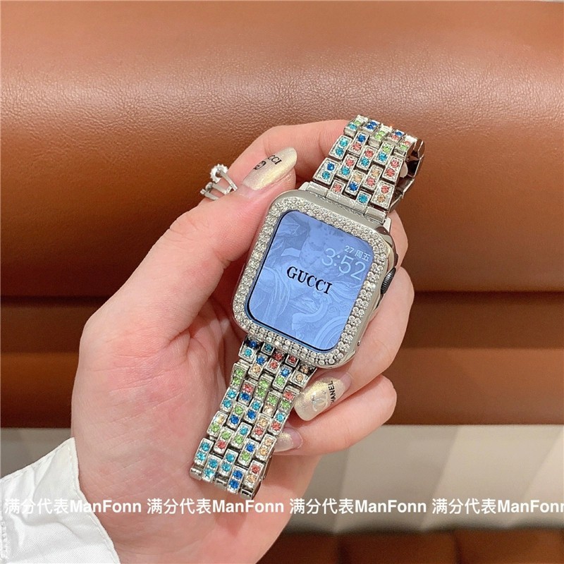 Dây đeo đồng hồ thông minh đính đá sang trọng nhiều màu sắc cho Apple iWatch 6 SE 5 4 3 2 40mm 44mm 38mm 42mm