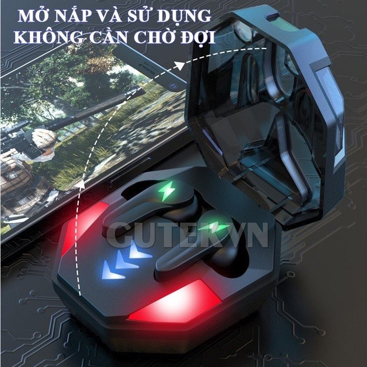 Tai nghe bluetooth gaming không dây Gutek K98 tws 5.2 có mic chơi game độ trễ thấp âm bass mạnh