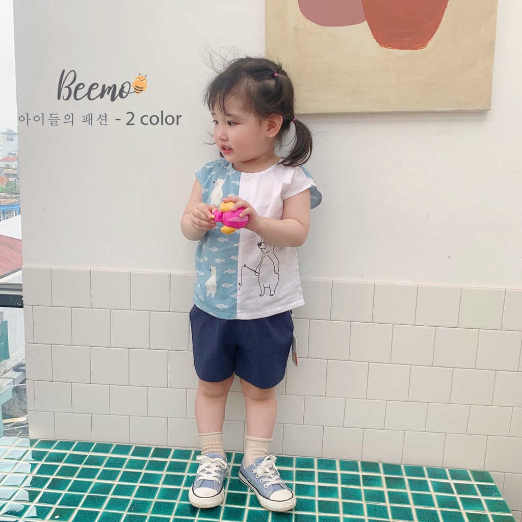Bộ cộc tay hoạ tiết cá tính, set ba lỗ unisex Beemo cá tính cho bé