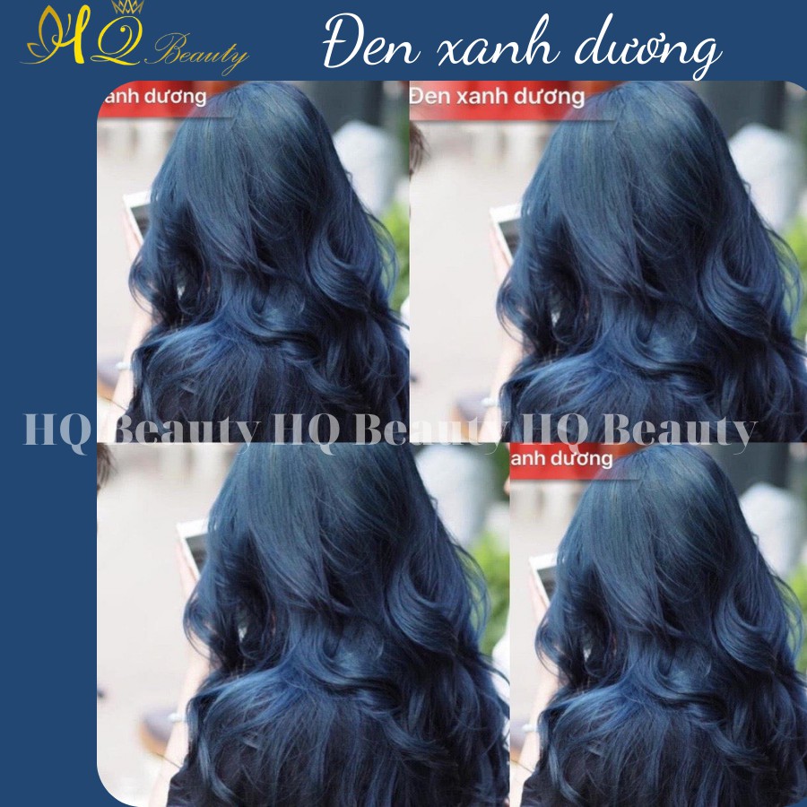 (Ảnh thật màu Đen xanh dương) Thuốc nhuộm tóc chiết xuất thảo dược, hàng nhập khẩu, tặng oxy