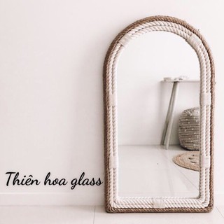 BẢO HÀNH 1 ĐỔI 1] Gương vòm chùa viền dây thừng trắng nâu gương trang trí decor homestay gương không cần khoan