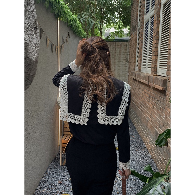 (HÀNG SẴN - HÌNH THẬT) Áo sơ mi cổ hải quân - Áo sơ mi cách điệu phối hoạt tiết ren