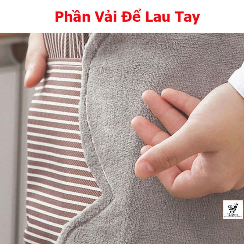 Tạp dề kẻ hoa có khăn lau tay bên hông, tạp dề chống thấm nước (Tạp Dề Sọc)