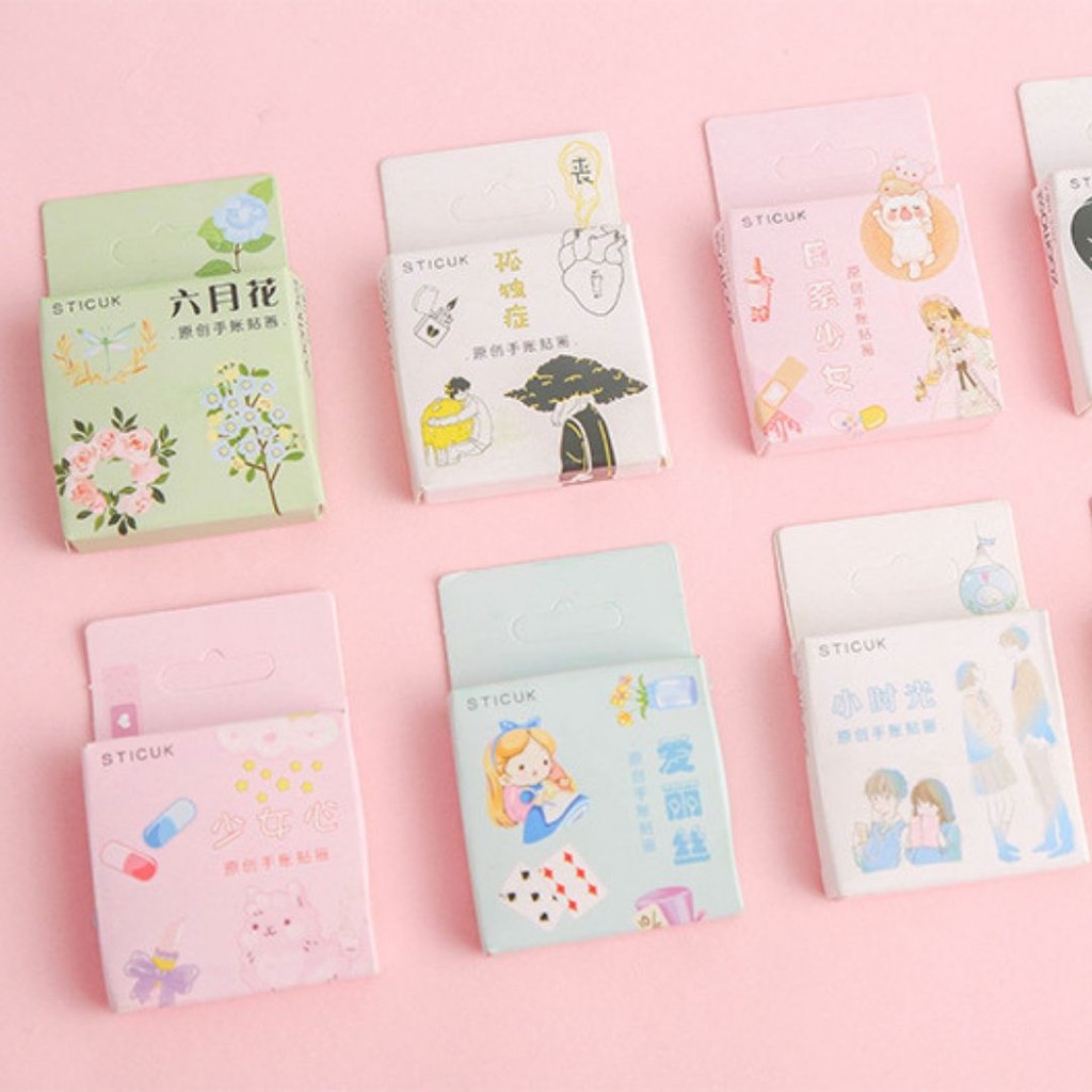 Hộp 46 sticker nhãn dán đáng yêu phong cách nhật bản Box Sticker ST184