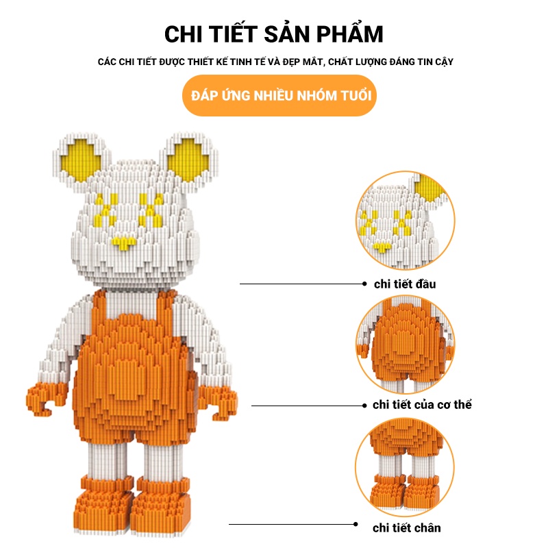 Chakra Ba Lô Hai Màu Khối Xếp Hình Gấu Nhiều Màu Sắc Với Mảnh Ghép Nhỏ