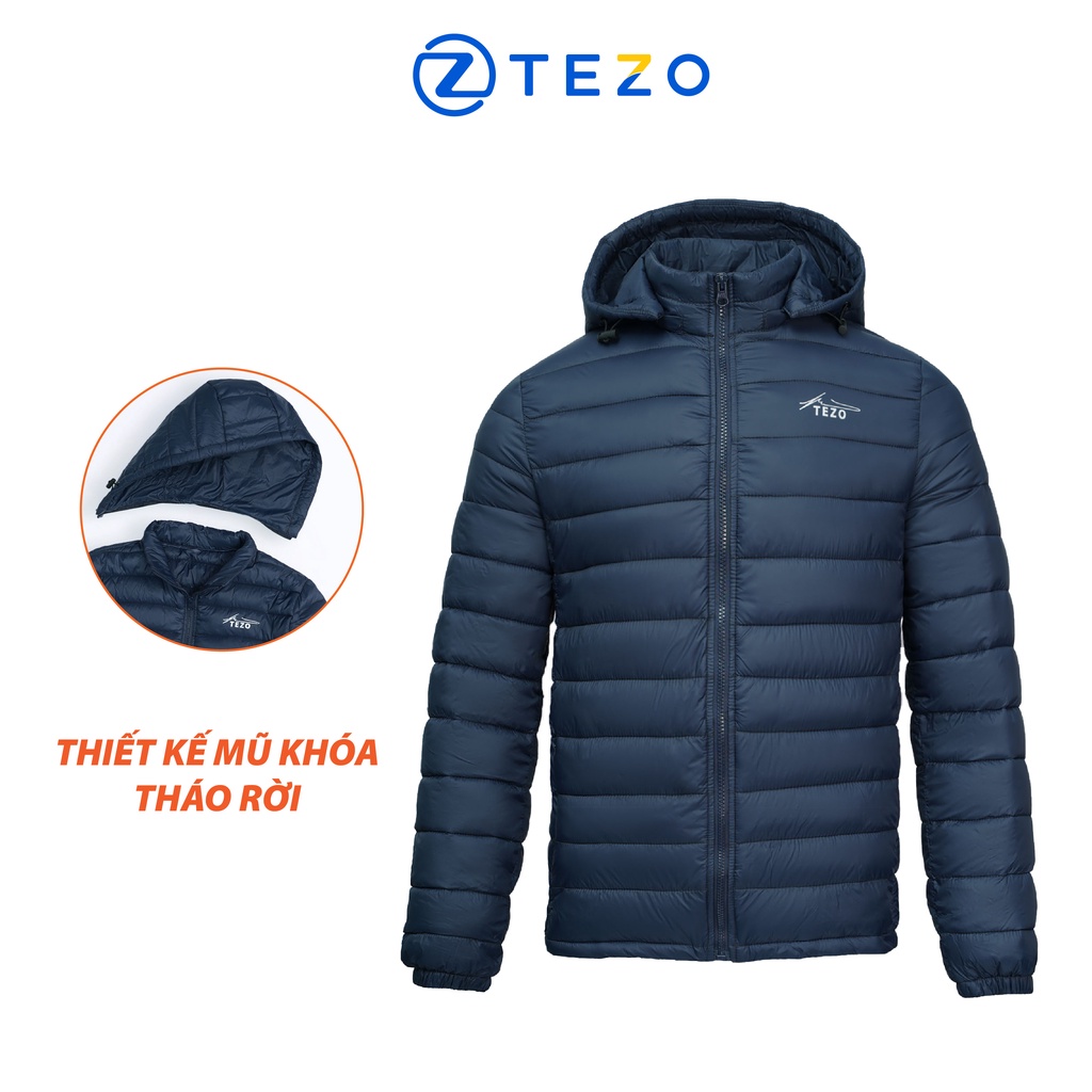 Áo khoác phao nam Tezo bông xay siêu nhẹ mũ áo có thể tách rới 22APBX001