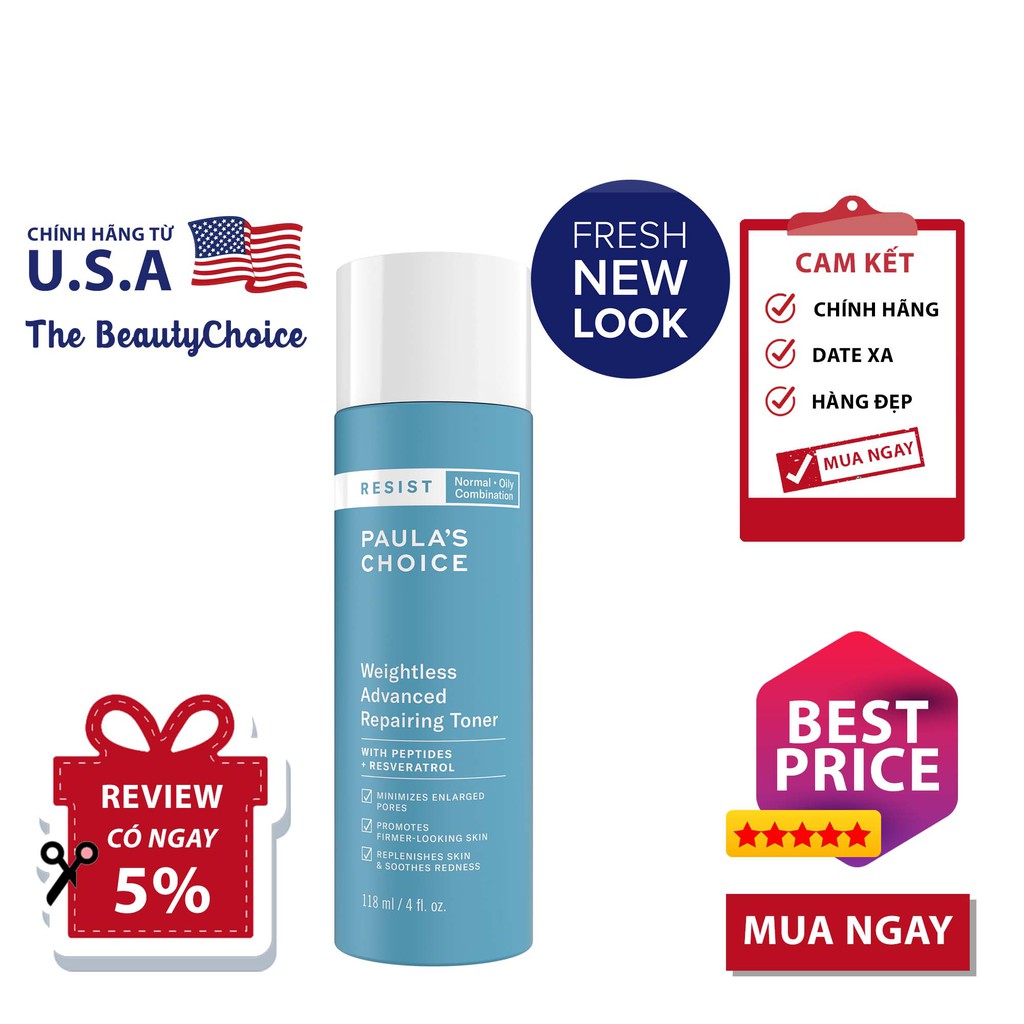 Nước Cân Bằng Da Paula's Choice Resist Weightless Advanced Repairing Toner (118mL)