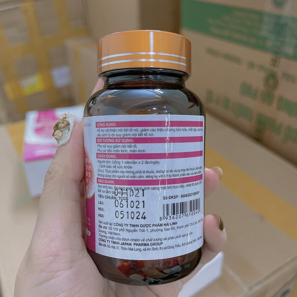 Viên Uống Hồng Sâm Đào Ngọc - Nâng nở vòng 1, cải thiện sinh lý nữ, giảm bốc hoả, mất ngủ, sạm da hiệu quả Hộp 30v