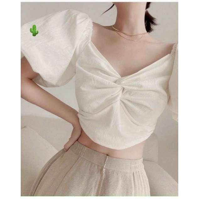 Áo CROPTOP XOẮN NGỰC TAY BỒNG CÔNG CHÚA XINH NT8