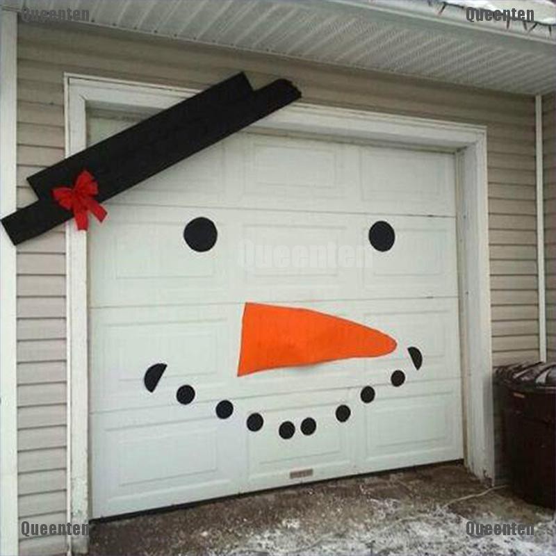 ★Queen★DIY Christmas Snowman Outdoor Decoration Garage Gate Door Elk Bow Hat