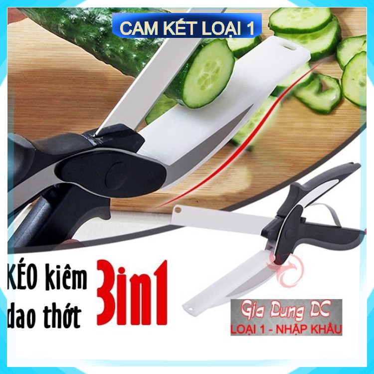 [Hàng Chính Hãng] Kéo cắt thức ăn thực phẩm làm nhà bếp đa năng kiêm thớt dao INOX 304 Clever Cutter 3in1 thông minh