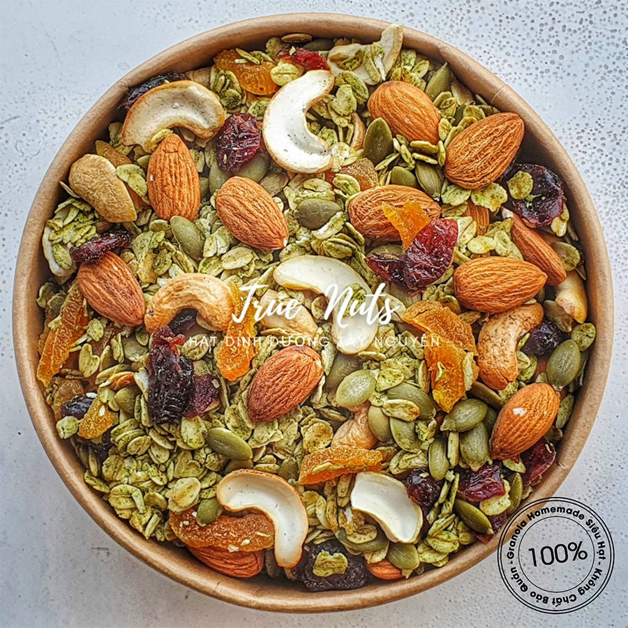 Granola Homemade Vị Matcha Nhiều Hạt - Giảm Cân, Ăn Kiêng, Dinh Dưỡng Buổi Sáng 500g