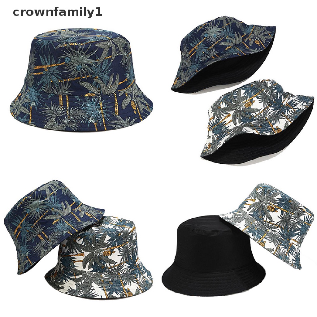 [crownfamily1] Mũ Bucket Hai Mặt Họa Tiết Hoạt Hình Graffiti Thời Trang Chống Nắng Đi Du Lịch Dành Cho Nam Và Nữ